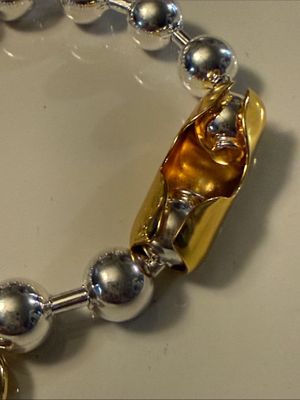 Uno de 50 Two-Tone Silver Bead and Gold Accent Women's Bracelet - Picture 5 of 6